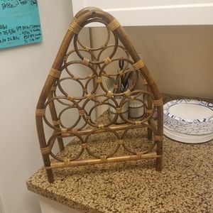 Boho Vintage  Rattan Wine Rack